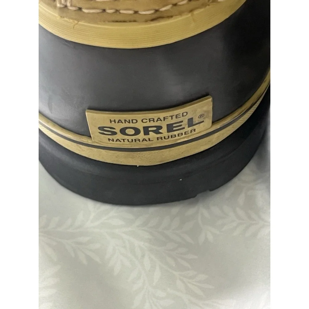Sorel Caribou Mens Winter Boots Tan Black Waterproof Rubber Leather Snow Boots